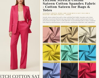 LitLook Stretch Cotton Sateen Cotton Spandex Fabric - Cotton Sateen for Bags & Totes