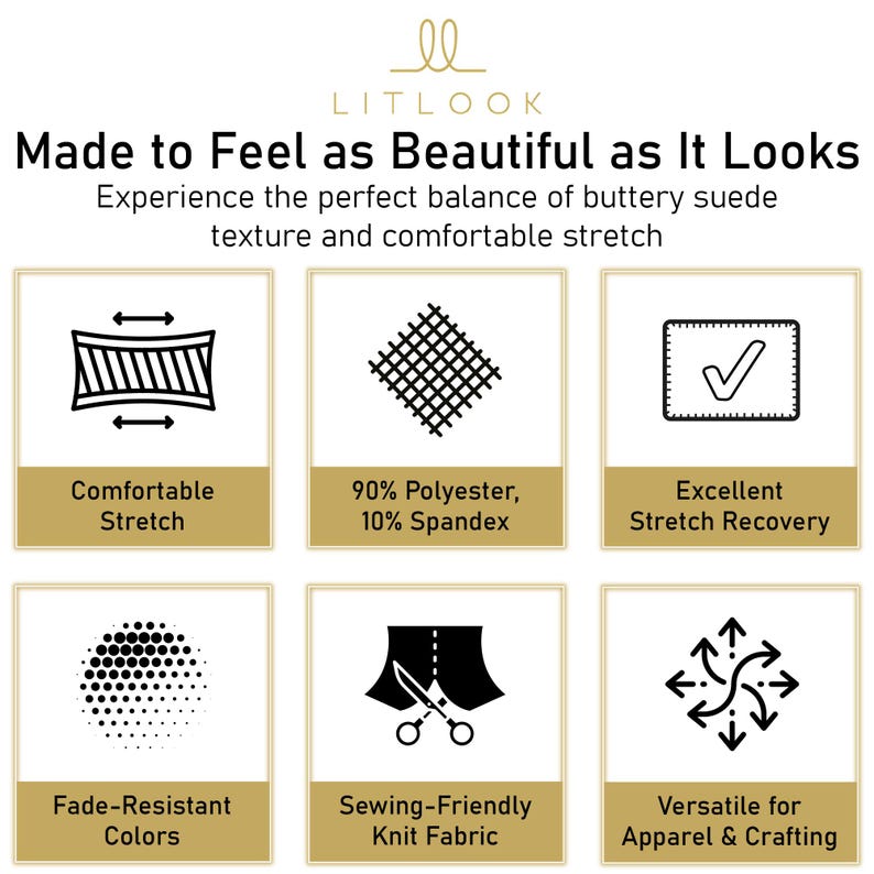 LitLook Micro Suede Faux Knit Fabric by the Yard - Stretch Brushed Suede for Dresses, Jackets, Leggings, Dresses, Fall & Winter Fashion image 2