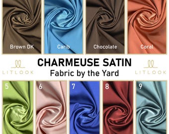 LitLook Charmeuse Satin Fabric by the Yard - Smooth and Silky Fabric for Bridal Wear, Evening Gowns, Lingerie, Blouses & Accessories