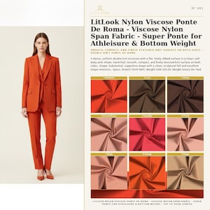 LitLook Nylon Viscose Ponte De Roma - Viscose Nylon Span Fabric - Super Ponte for Athleisure & Bottom Weight