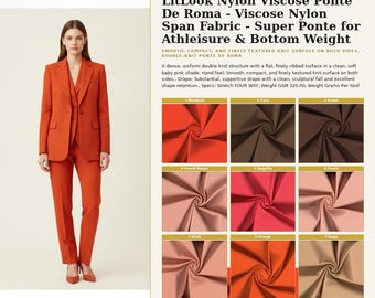 LitLook Nylon Viscose Ponte De Roma - Viscose Nylon Span Fabric - Super Ponte for Athleisure & Bottom Weight
