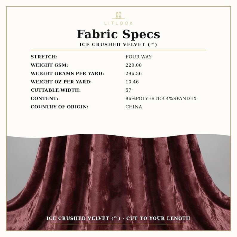 LitLook Crushed Velvet Fabric by the Yard - 58/60" Soft Velvet for Dresses, Costumes & Décor - 26 Colors image 10