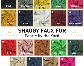 LitLook Eyelash Shaggy Faux Fur Fabric by the Yard - 290GSM Long Pile Fake Fur for Jackets, Costumes, Pillows, Decor and Crafts
