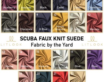 LitLook Techno Scuba Knit Fabric by the Yard - 280 GSM 4-Way Stretch Fabric for Jackets, Coats, Dresses, Skirts, Tops, Bags