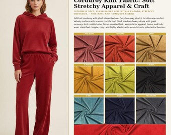LitLook Creek Corduroy Knit Fabric Soft Stretchy Apparel & Craft Fabric by the Yard