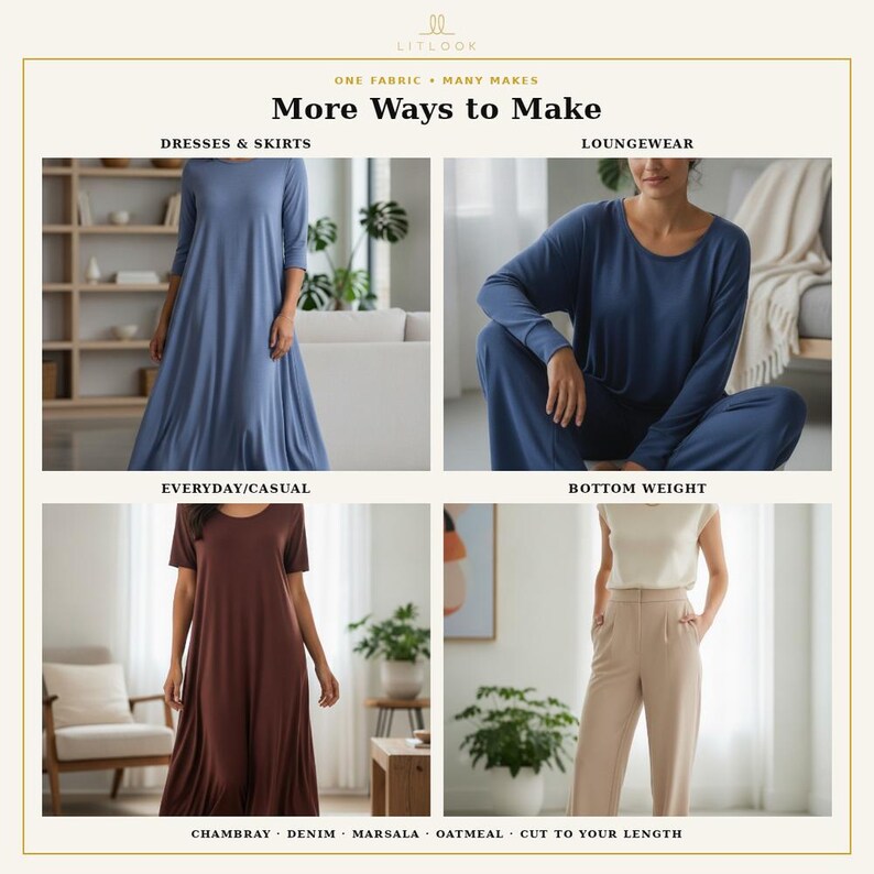 LitLook Havey Super Soft Ponte de Roma Knit Fabric: 4-Way Stretch Rayon Spandex - Brandy by Verdure™ image 7
