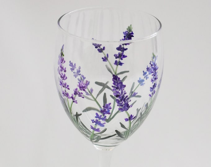 Lavender Hand Painted Wine Glass