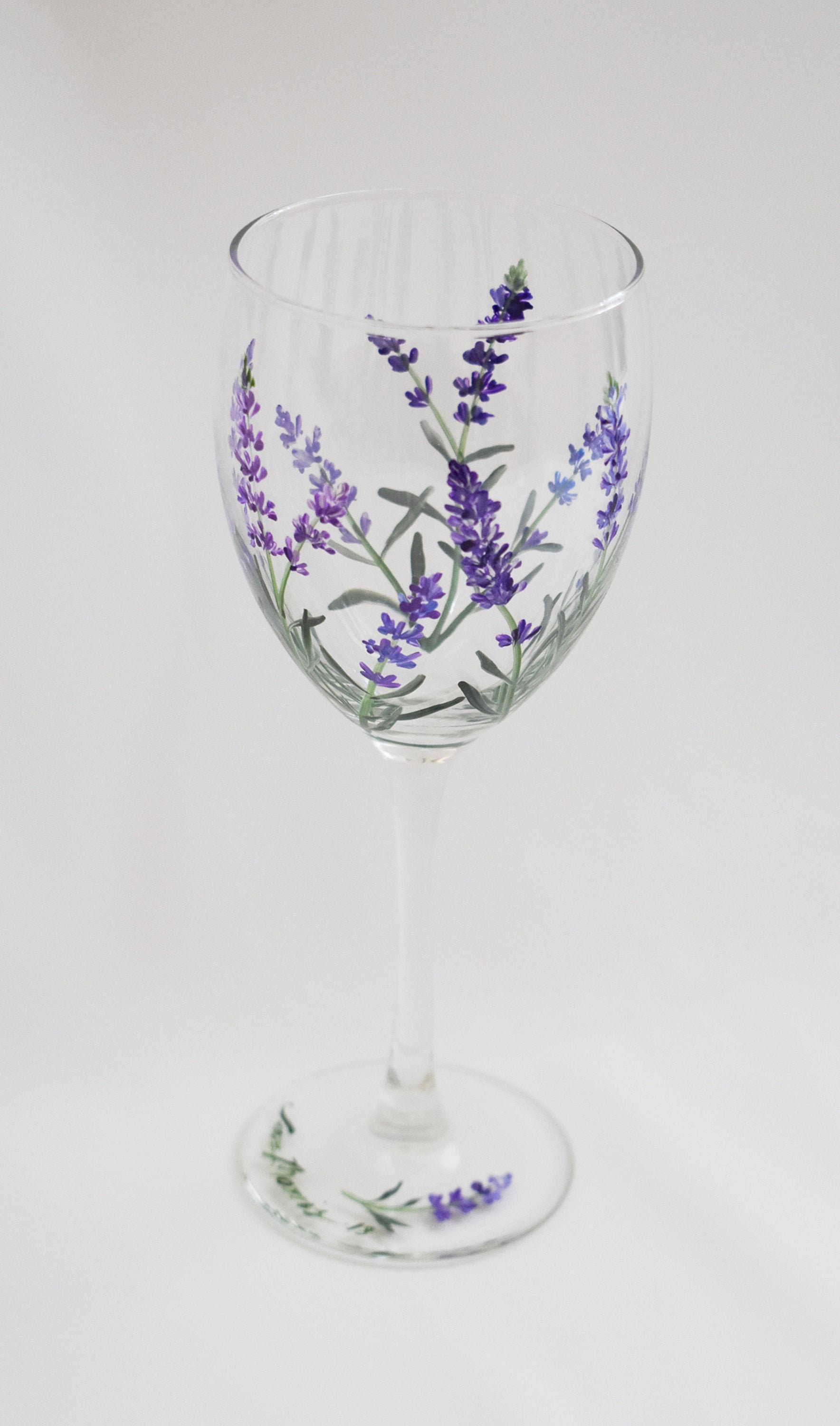 Lavender Hand Painted Wine Glass - Etsy