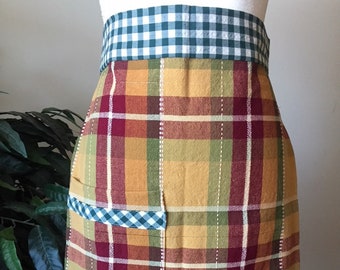 Plaid Apron Upcycled Tablecloth