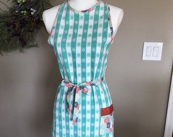 Aqua Summer Apron from Retro Tablecloth