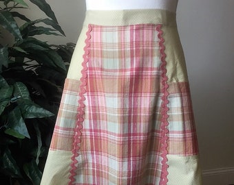 Women's Half-Apron Cotton Pink Green
