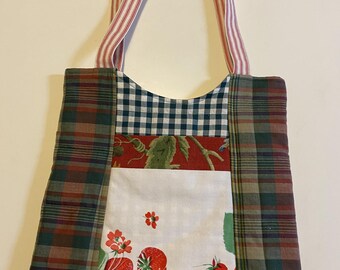 Quilted Tote Bag Unique Design Handcrafted Outer and Inner Pockets
