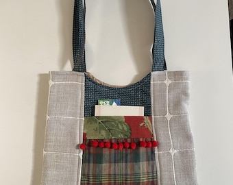 Handcrafted Tote Bag Book Bag Laptop Bag Quilted