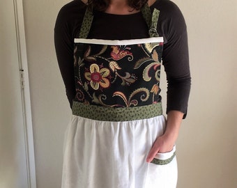 Elegant Vintage Damask Bib Apron, price reduced
