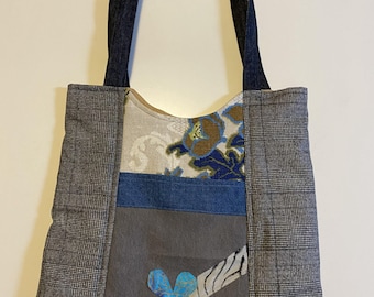 Unique Tote Bag Handcrafted Fabric Inner and Outer Pockets