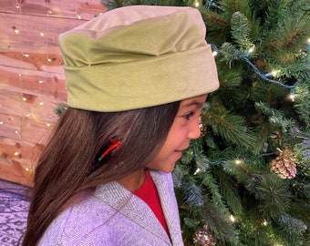 Velour green winter hat