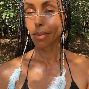 Face chain, Face jewelry, body jewelry, beaded necklace, headband, priestess jewelry, face beads, unique accessories
