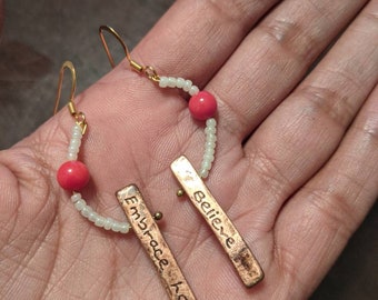 Earrings, Coral earrings, Dangles, statement jewelry, gift