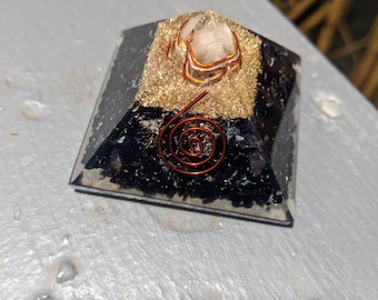 Shungite Orgone Pyramid, Yoga, Meditation, EMF Protection, Pyramid, Orgonite