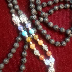Mala, Lava Stone, Basalt, 108 Beads, Buddha, Meditation