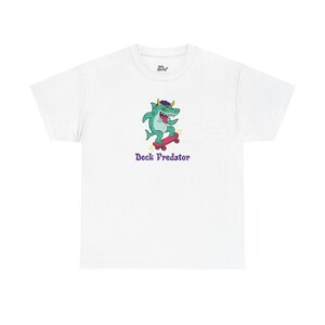 Deck Predator T-Shirt  Skater Shark Monster Graphic  Funny Streetwear Shirt for Skaters, Surf Punk Fans, and Alt Style Urban Aesthetic