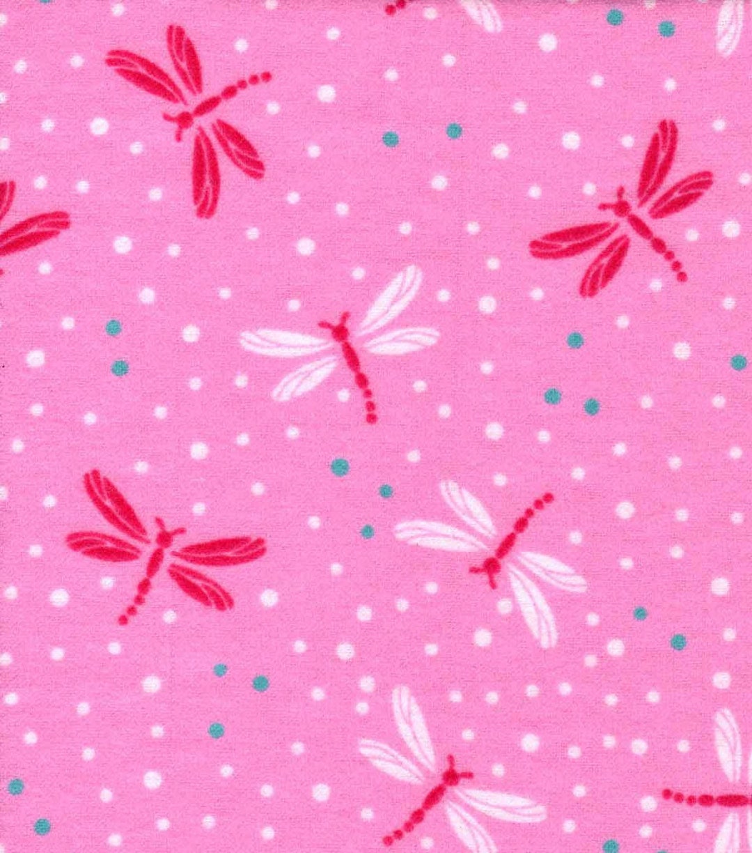 100 Flannel Cotton Fabric Dragonfly Printed Etsy