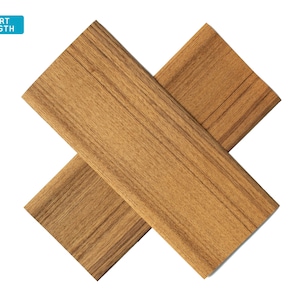 Feuilles de placage de teck de Birmanie, 30 x 12 cm, 2 feuilles, qualité A [CN3TEA1X2] / feuille de placage de bois / échantillon de placage de bois / placage de marqueterie