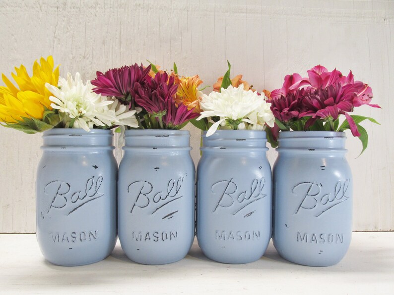 Painted Ball Mason Jars Flower Vases Light Baby Etsy