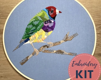 Zestaw do haftu z afrykańską ziębą: DIY: Ptaki z cekinami i koralikami