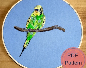 Digital Embroidery Pattern, Budgerigar, Australian Bird, Hand Embroidery