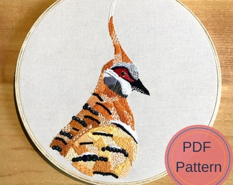 PDF Pattern - Spinifex Pigeon, Hand Embroidery, Australian Bird