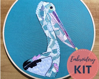 Pelican Embroidery Kit, Bird Embroidery