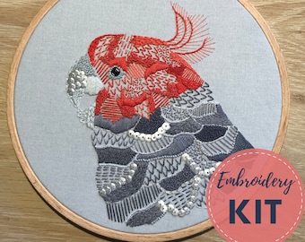 Embroidery Kit - Gang-Gang Cockatoo - DIY Embroidery art