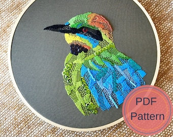 Rainbow Bee-Eater PDF Pattern, Embroidery Pattern, Digital Download