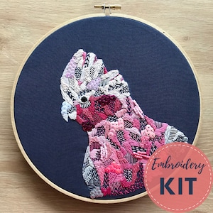 Embroidery Kit - Galah - DIY Embroidery art, Bird Art, Hand Embroidery, Pink