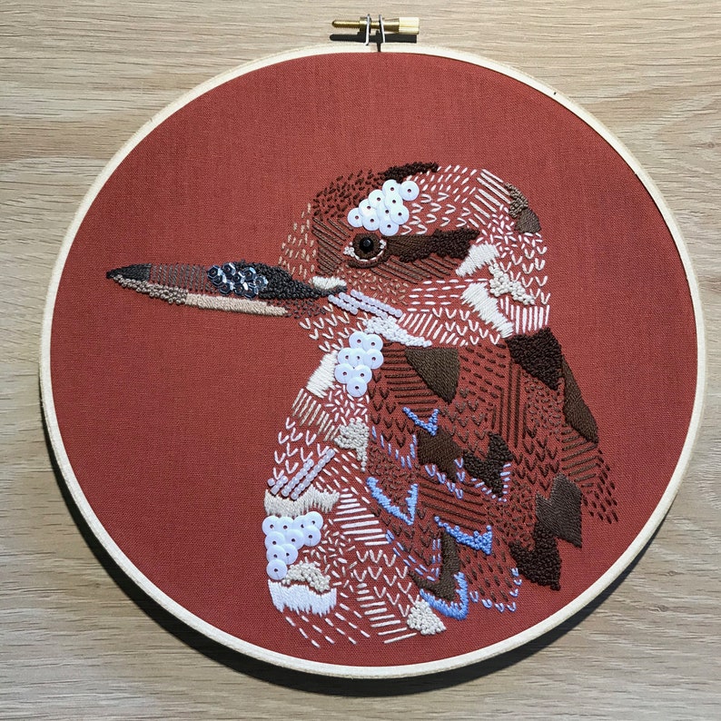 PDF Pattern Kookaburra Handmade Modern Embroidery art Needlepoint Kits