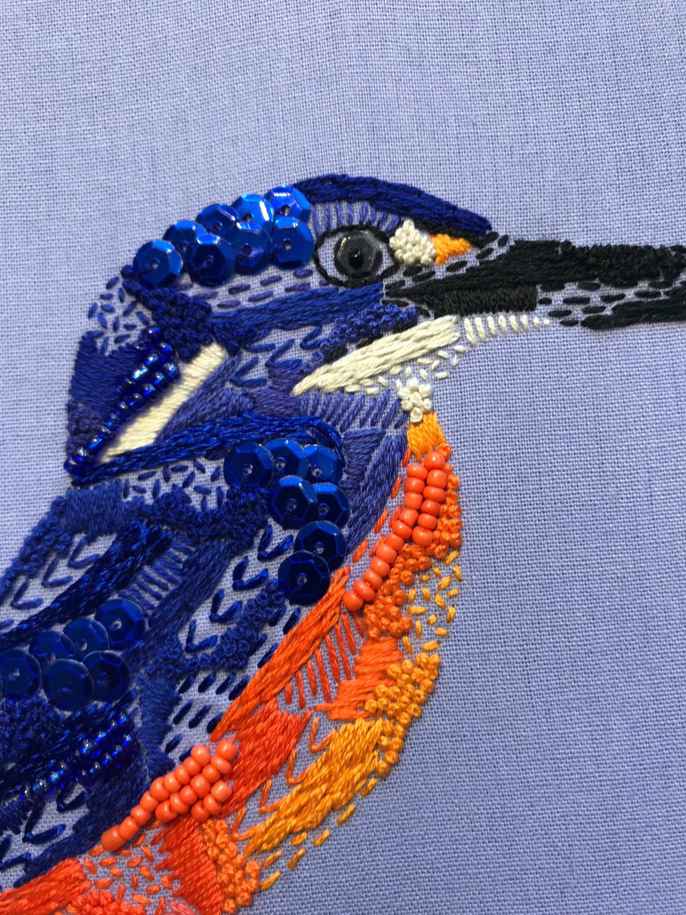 Embroidery Kit Azure Kingfisher DIY Embroidery Art DIY Etsy