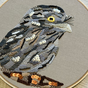 Tawny Frogmouth Digital Downloadable Pattern, Modern Embroidery art, Handmade PDF Pattern, Australian bird, Bird Art image 8