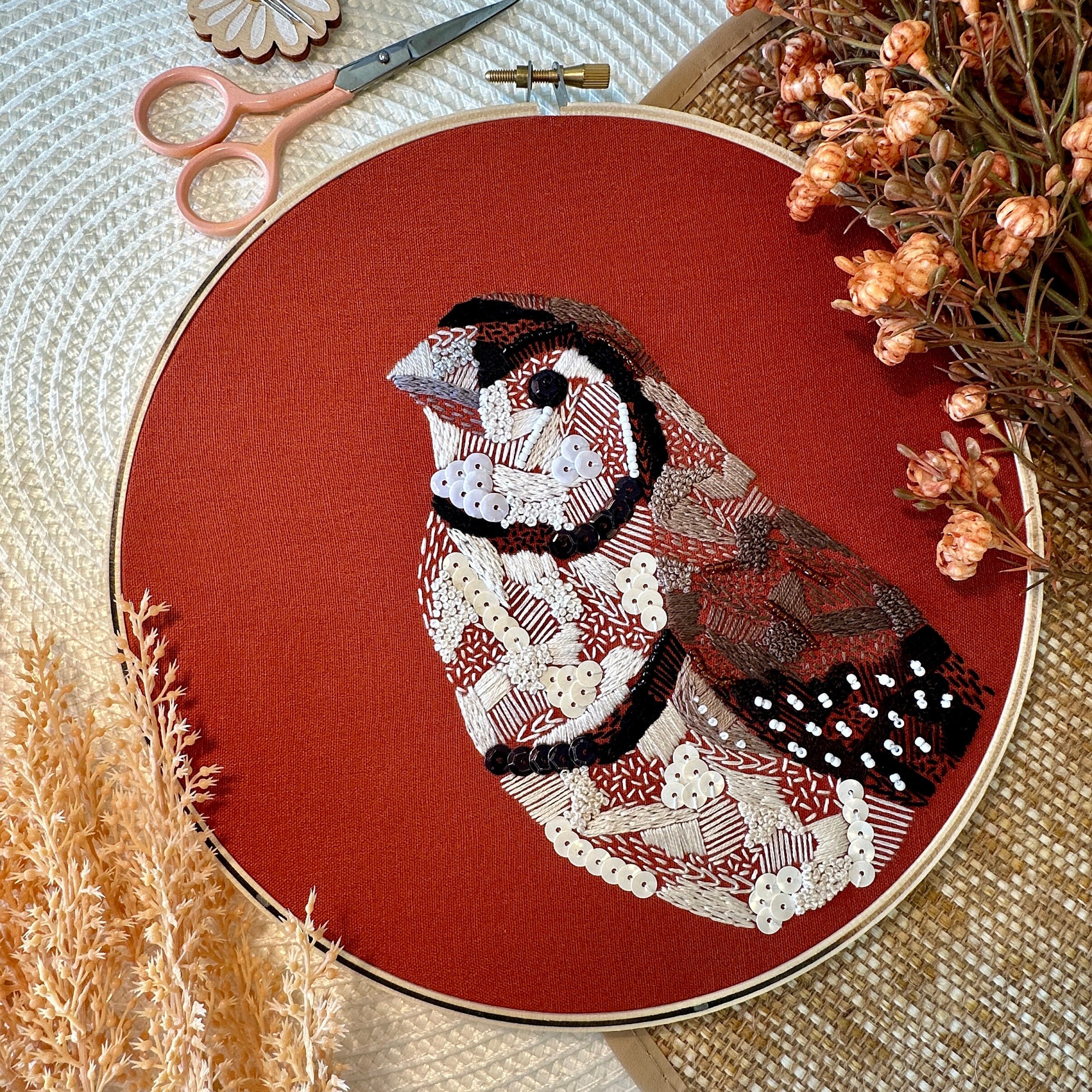 Double Barred Finch Embroidery Pattern: Modern Bird Art (PDF Pattern ...