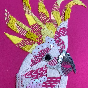 Australian Bird PDF Pattern, Sulphur Crested Cockatoo, Modern Embroidery art, Handmade, DIY Wall Art, image 2