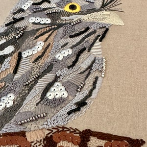 Tawny Frogmouth Digital Downloadable Pattern, Modern Embroidery art, Handmade PDF Pattern, Australian bird, Bird Art image 4