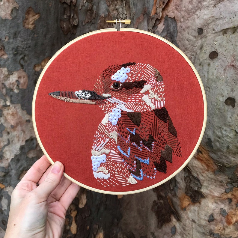 Embroidery Kit Kookaburra DIY Embroidery art, Bird Art, hand embroidery, diy craft image 5