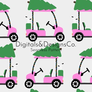 Seamless Christmas Digitale Anleitung | kontinuierliche Wiederholungsmuster | Vorweihnachtlicher Golfwagen | Country Club Thema | einfacher Sofortiger Download