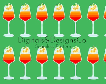Impresión digital Aperol sin costuras, diseño moderno de Aperol Spritz, patrón Aperol Spritz, patrón digital continuo, descarga digital de Aperol