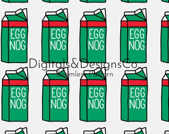Patrón digital navideño sin fisuras / Patrón de repetición sin costuras / Diseño de ponche de huevo navideño / Caricatura festiva roja y verde / descarga instantánea
