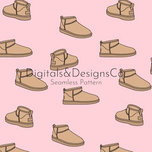 Impressão digital perfeita, botas UGG fofas e formais, padrão de outono, padrão Ultra Mini Ugg, design de desenho animado Ultra Mini Ugg, download instantâneo png