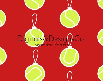 Patrón digital navideño sin costuras / patrón de repetición continua / Diseño de adorno de tenis / adornos de tenis rojos y verdes / descarga instantánea