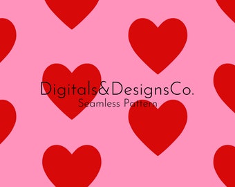 Seamless Valentine's Hearts Digital Pattern / patrón continuo / Valentine Design / Red Hearts / Patrón de San Valentín / descarga instantánea