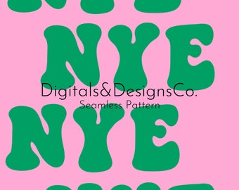 Patrón digital de Año Nuevo sin fisuras / patrón de repetición continua / Diseño de víspera de Año Nuevo / Fuente Funky Groovy Nochevieja / descarga instantánea