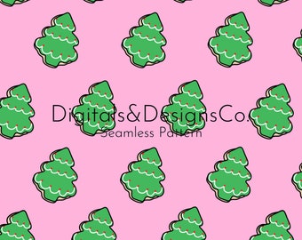 Patrón digital navideño sin costuras / Patrón de repetición sin costuras / Diseño de galletas navideñas / Galletas para árboles de Navidad / descarga instantánea fácil